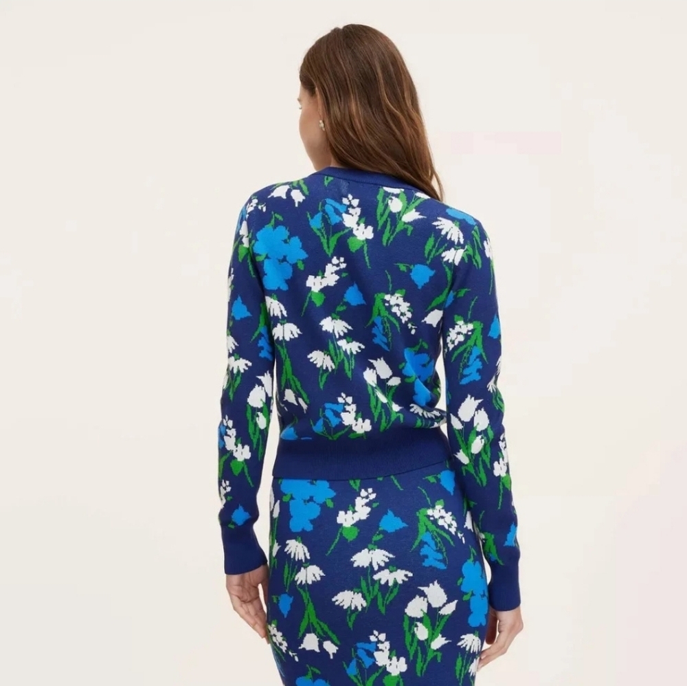 Kate Spade New York Women's Mixed Floral Cardigan - Blue/Green/White XS - Picture 2 of 15